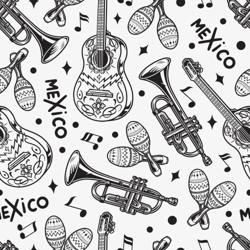 mexican traditional musical instruments background vector image