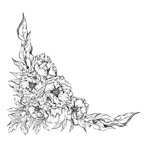 Hand drawn square frame wreath arrangement Vector Image