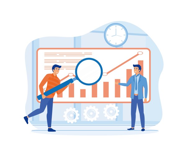 Data analysis concept people characters working Vector Image