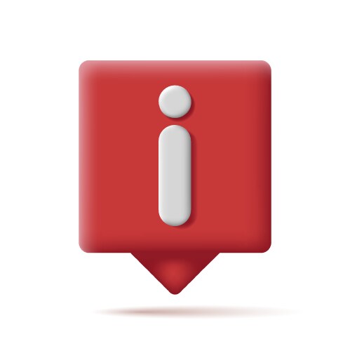 Information tooltip icon red 3d soft render shape vector image