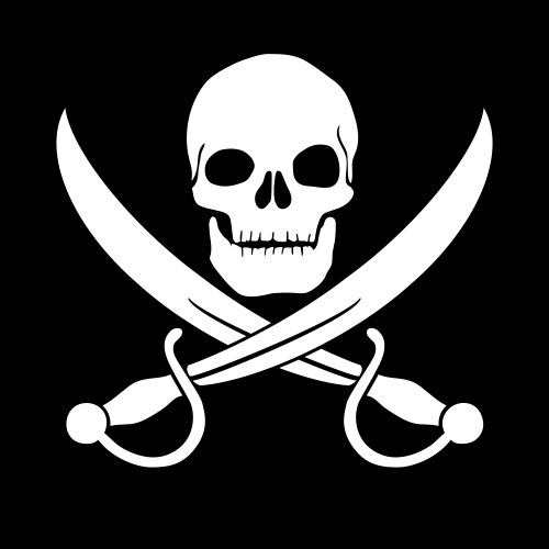 Pirate flag with skull and cross bones Royalty Free Vector