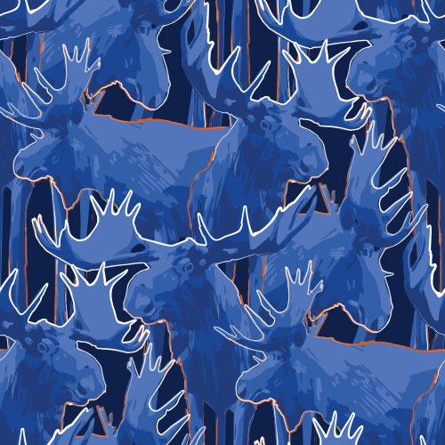 Moose seamless pattern Royalty Free Vector Image