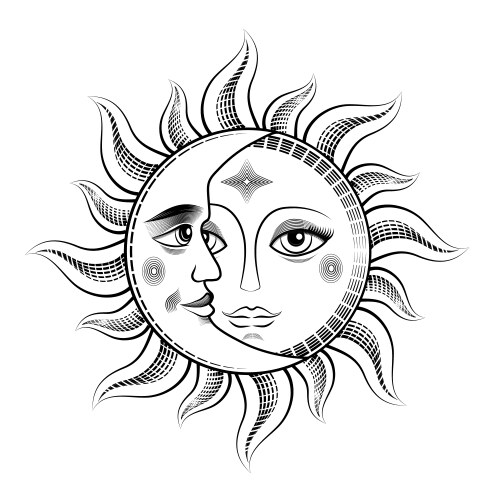 Sun & Moon Astrology Symbol Vector Image