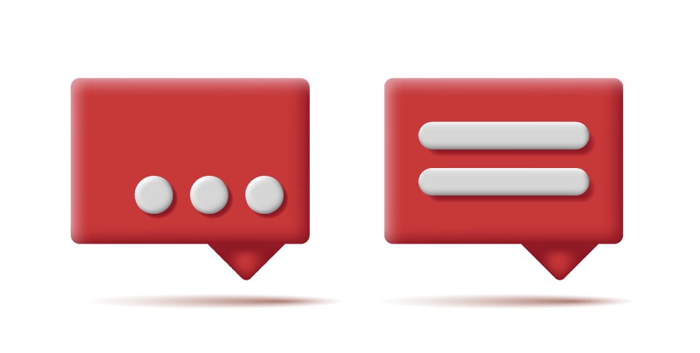 set of message icon red 3d soft render shapes vector image