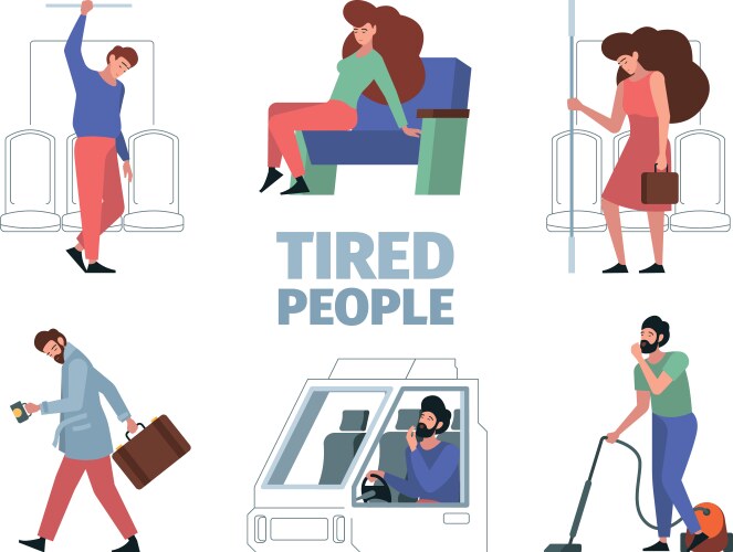 tired people stressed managers mentally problems vector image