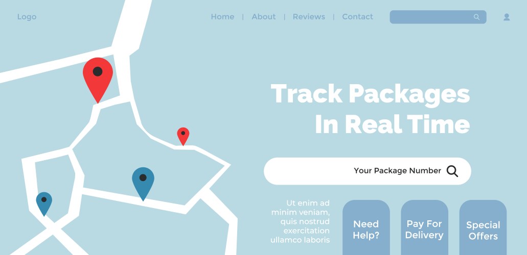 Track packages in real time website page site vector image