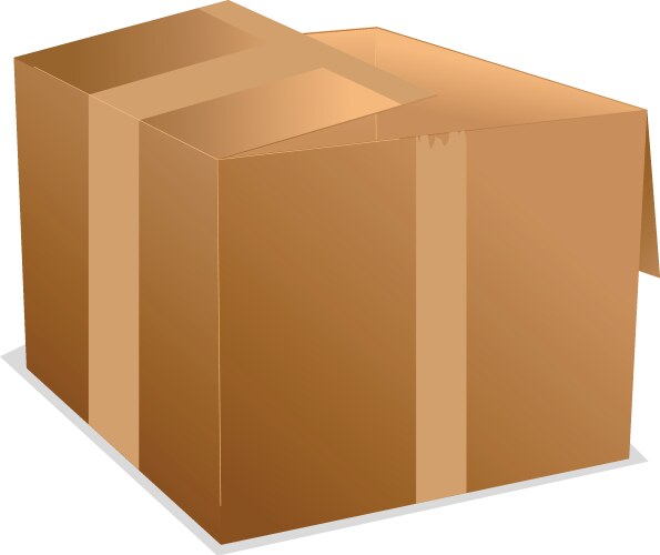Brown Cardboard Box with Tape Vector Image