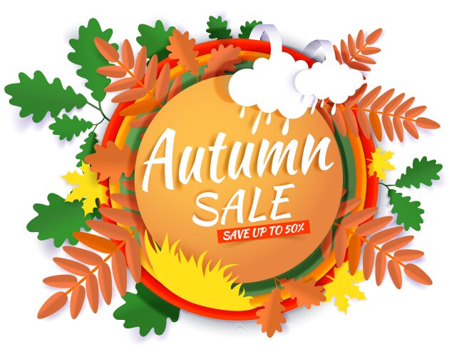 autumn sale promotion banner poster paper vector image