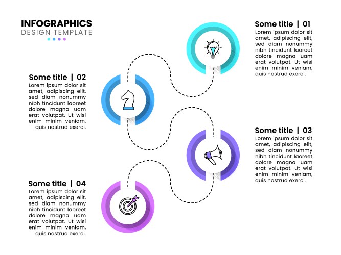 Infographic template a zigzag line with 4 circles vector image