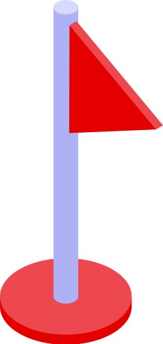 Red triangular flag pointing right on a flagpole vector image