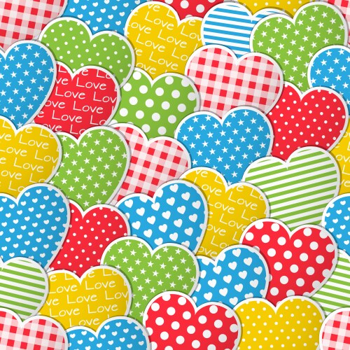 Red knitted background with hearts Royalty Free Vector Image