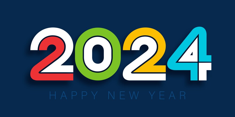 Bold Multi-Colored New Year 2024 Banner Vector Image