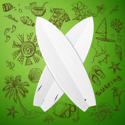 Surfboard and hand draw surf icon Vector Image