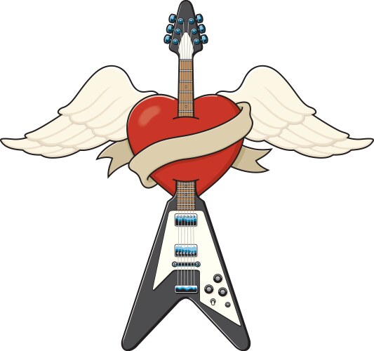 Heart Guitar Tattoo Vector Image