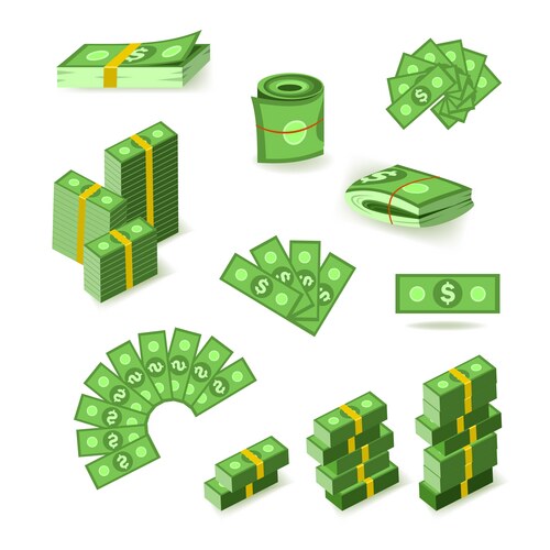Stacks of Dollar Banknotes Vector Image