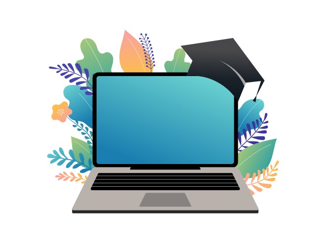 e-learning concept big laptop vector image