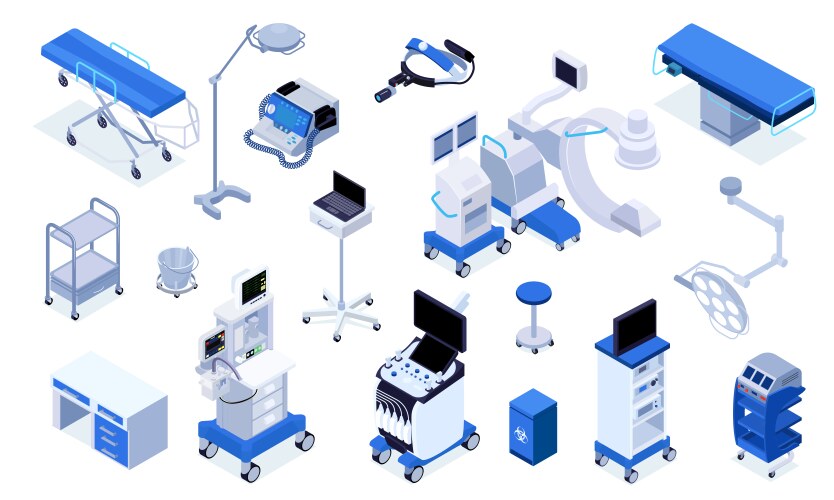 operating room isometric set vector image