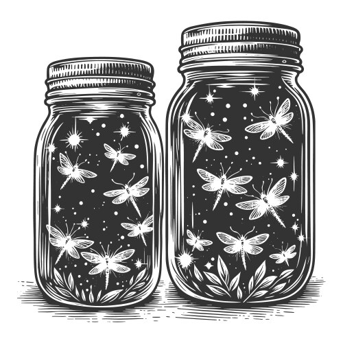 Fireflies in a Mason Jar Vector Image