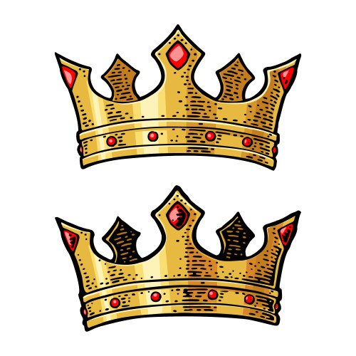 King crown engraving vintage black Vector Image