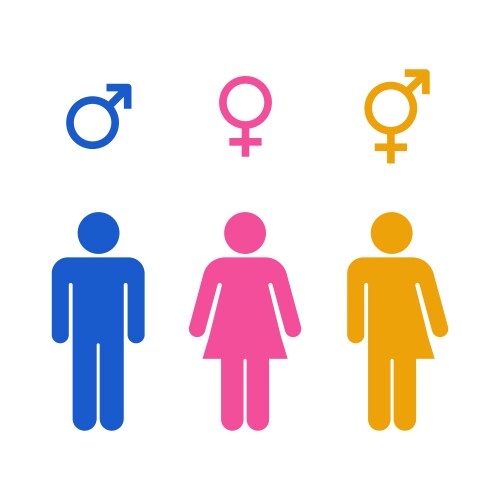 restroom and gender symbol various color vector