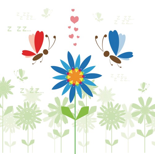 Nature scene background with butterflies flying Vector Image