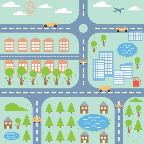 Cartoon city landscape Royalty Free Vector Image