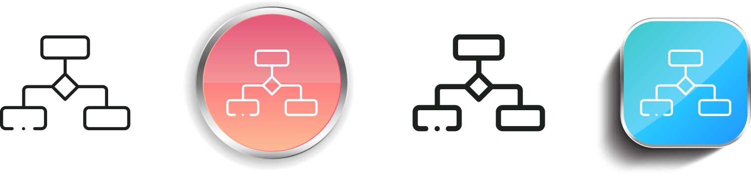 Decision tree icon thin linear regular and button vector image