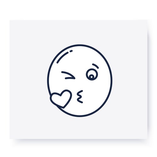 Blowing kiss face line icon editable Vector Image