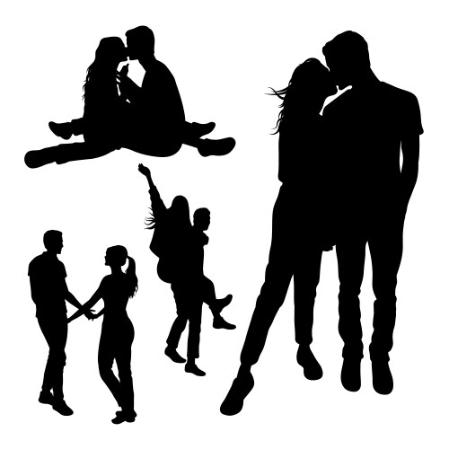 Couple silhouettes Royalty Free Vector Image - VectorStock