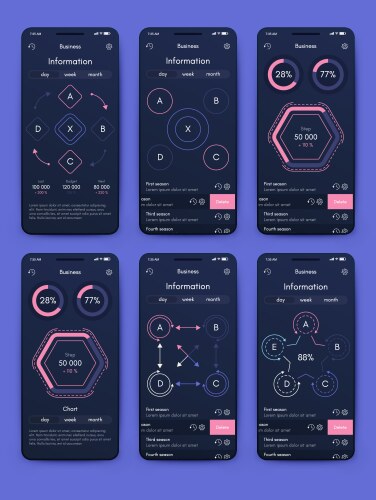 Different ui ux gui screens and flat web icons vektorbild