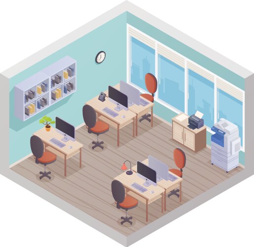 Isometric office room Royalty Free Vector Image