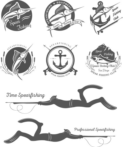 Spearfishing Logos & Icons Vector Image