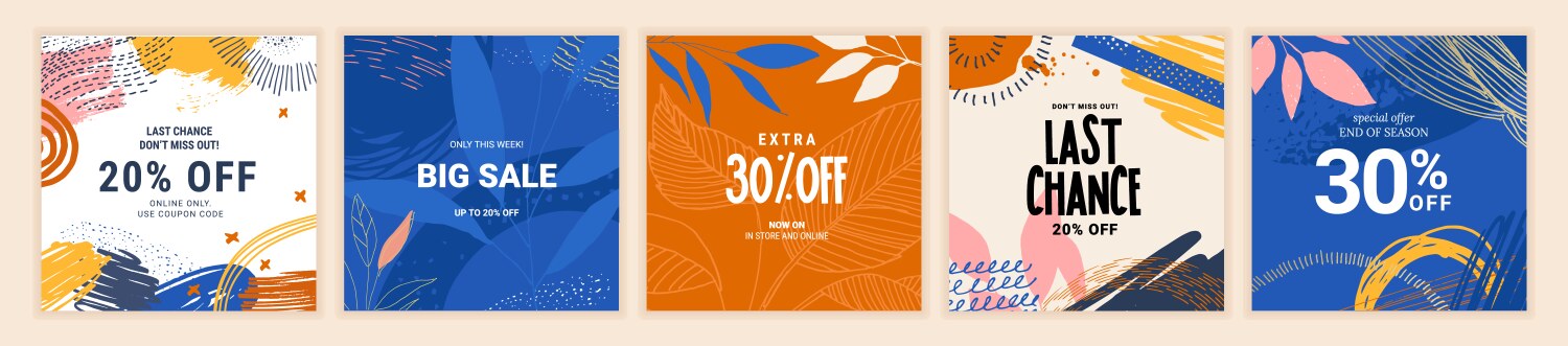 Social media sale banners design vector image