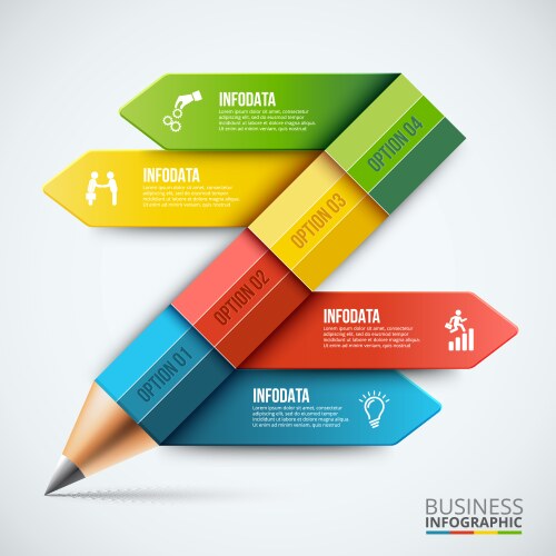 Pencil Write Infographic Educational 3d Concept Vector Image Pencil Write Infographic Educational 3d Concept Vector Image