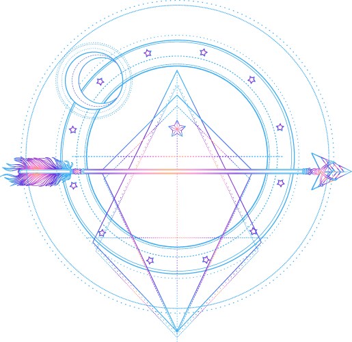 Sacred Geometry Arrow with Moon Vector Image