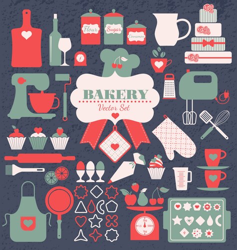 Bakery Icon Set - Flat Style – Royalty-Free Vector | VectorStock