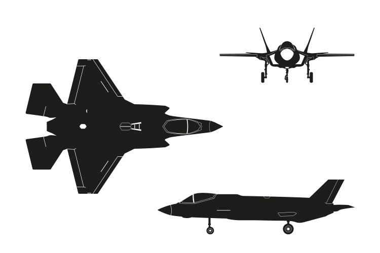 black silhouette of military aircraft vector image