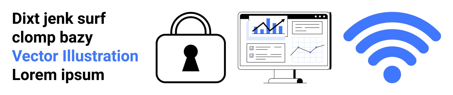 Data security and analytics with lock icon graphs vector image