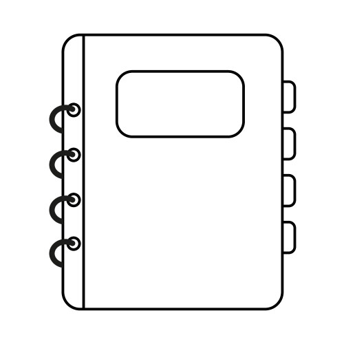 Outline spiral notebook icon with marks editable vector image