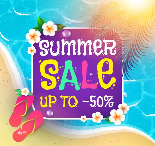 Summer sale background sunnu beach warm sea vector image