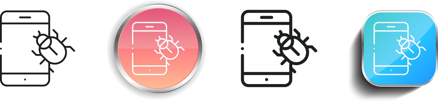 Bug icon thin linear regular and button style Vector Image