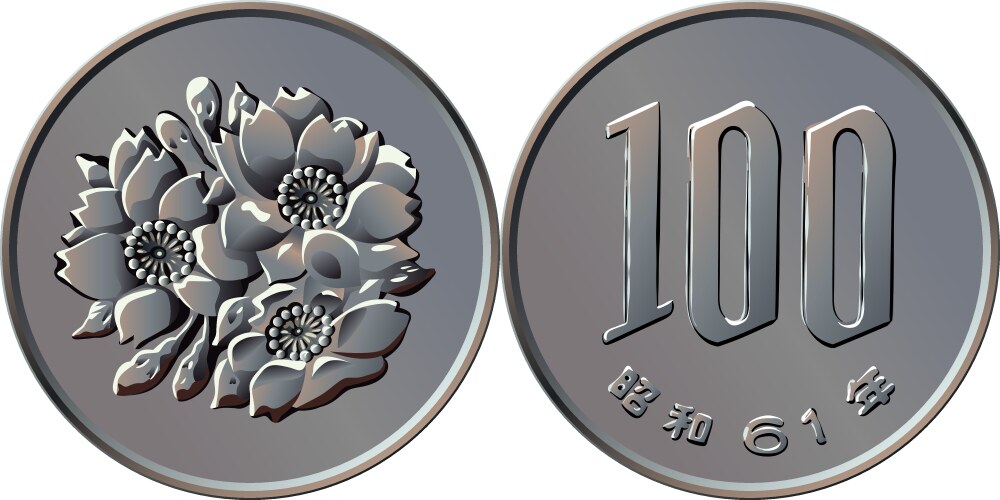 Reverse japanese one hundred yen coin Vector Image