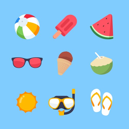 Hand drawn summer elements collection Royalty Free Vector