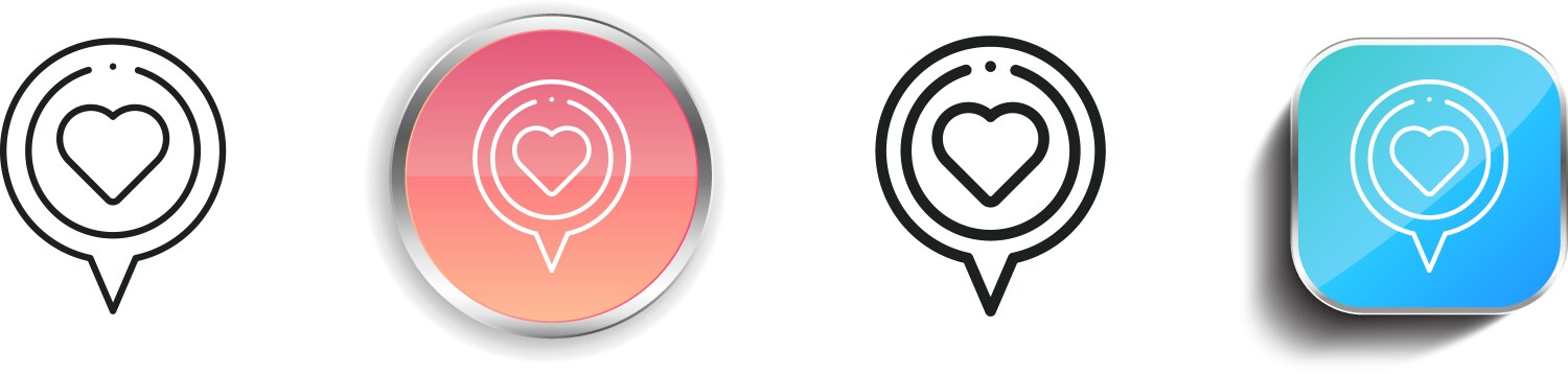 Heart icon thin linear regular and button style vector image