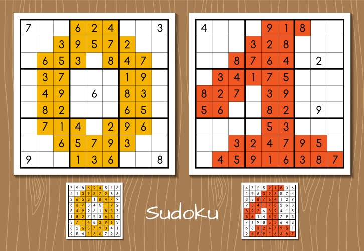 sudoku set with the answers 0 1 numbers vector image