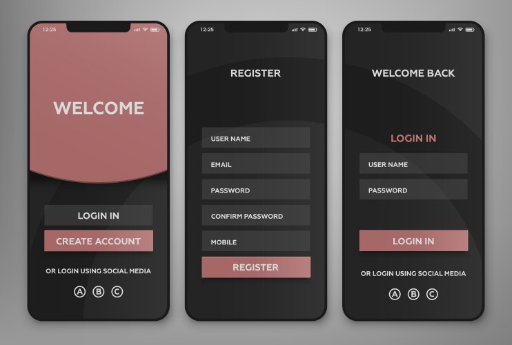 Ui ux mobile application interface design vector image