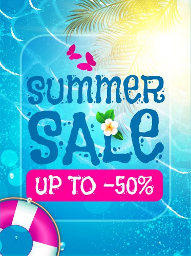 summer sale background shining sun warm sea vector image