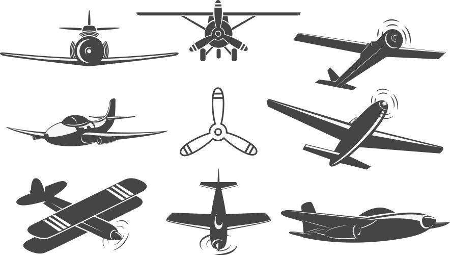 Planes and helicopters Royalty Free Vector Image