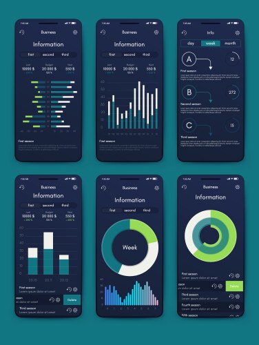 Different ui ux gui screens and flat web icons vector image