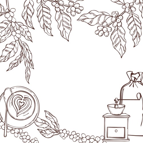 Hand Drawn Coffee Plant Background Vector Image